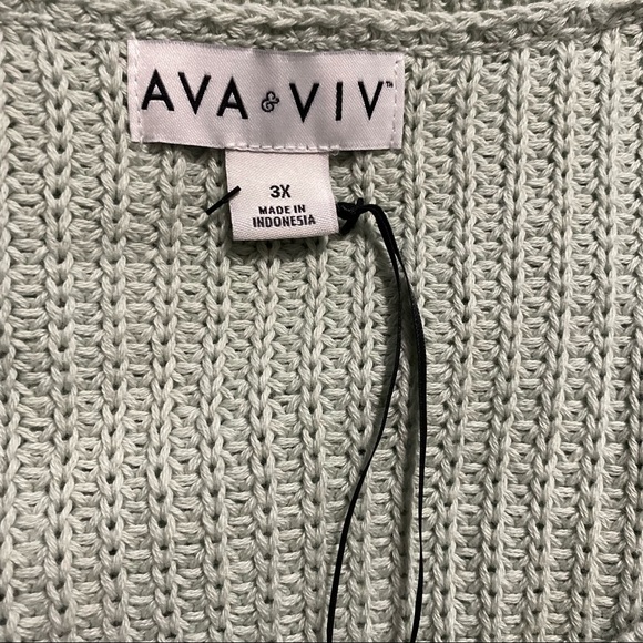NEW Ava & Viv Mint Green Open Knit Sleeveless Sweater - Picture 4 of 5
